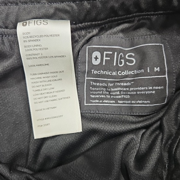 Figs Technical Womens Yola FreeX Lined Scrub Pants Medium Black Workwear Medical - Picture 5 of 10